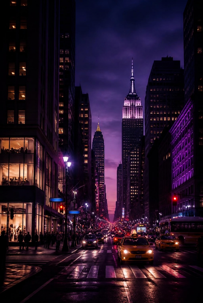New York cityscape at night